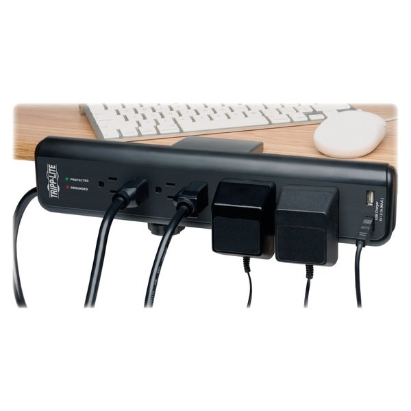 Surge Protector Strip, 6 Outlet, Black