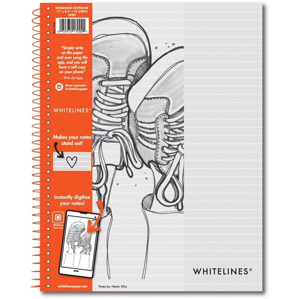 Case of Whitelines Spiral Wirebound Lined Notebooks, 1 Subject, Gray Paper, 11
