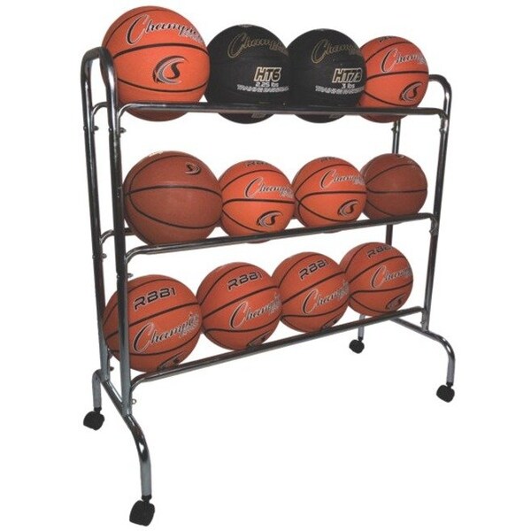 Basketball Cart, 41inLx17inWx41inH, Chrome