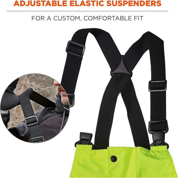 Black Bottom Rain Bibs, Lime, XL