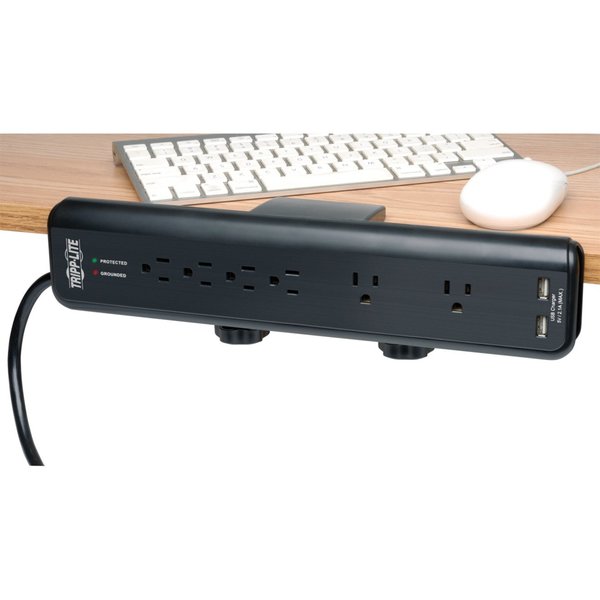 Surge Protector Strip, 6 Outlet, Black