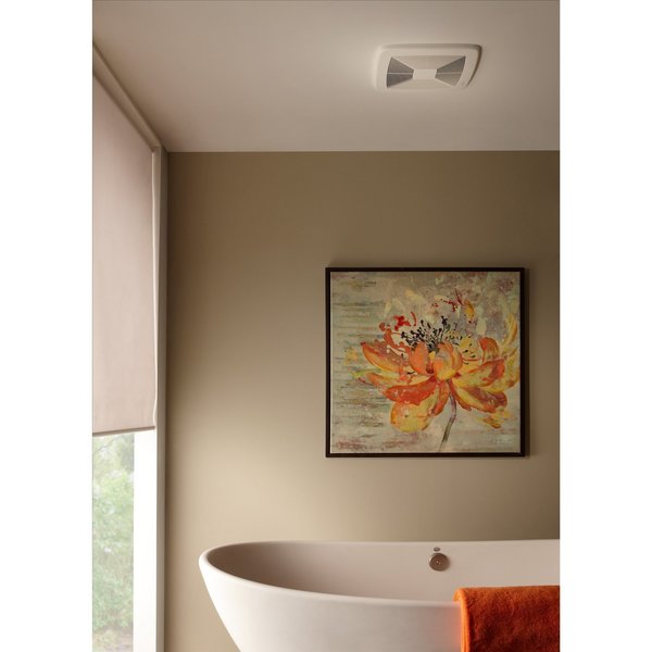 Ceiling Bathroom Fan, 150 cfm cfm, 6 in Duct Dia., 120V AC, Energy StarÂ® Certified
