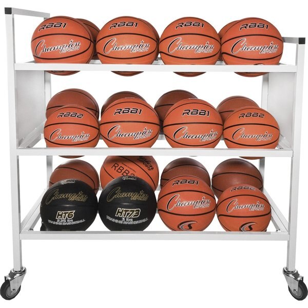 Double Wide BasketBall Cart, 24 ball capacity