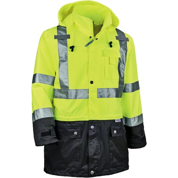 Black Front Rain Jacket, Lime, 5XL