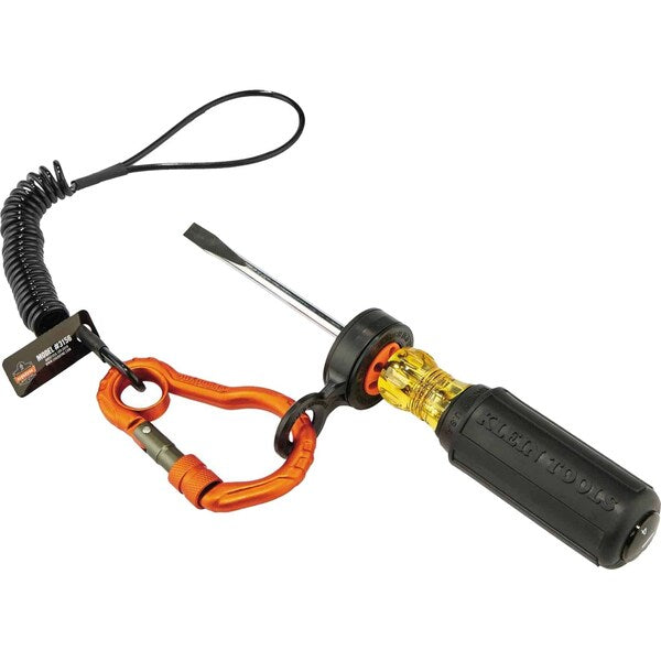 Coiled Lanyard, 4 ft., 2 lb. Weight Capacity, Black