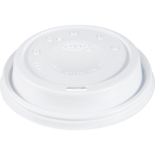Lid for 12 to 24 oz. Hot Cup, Dome, Sip Through, White, Pk1000