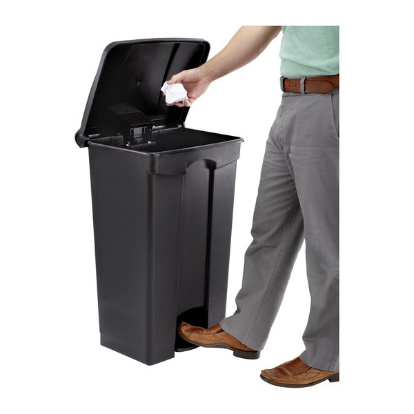 23 gal Rectangular Trash Can, Black, 19-3/4
