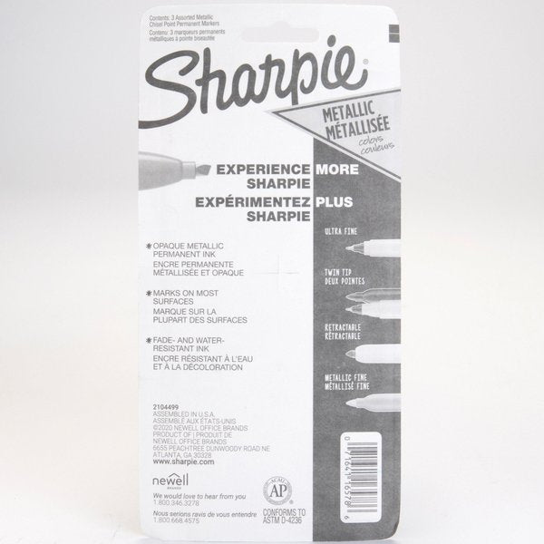 Metallic Chisel Permanent Marker, PK3