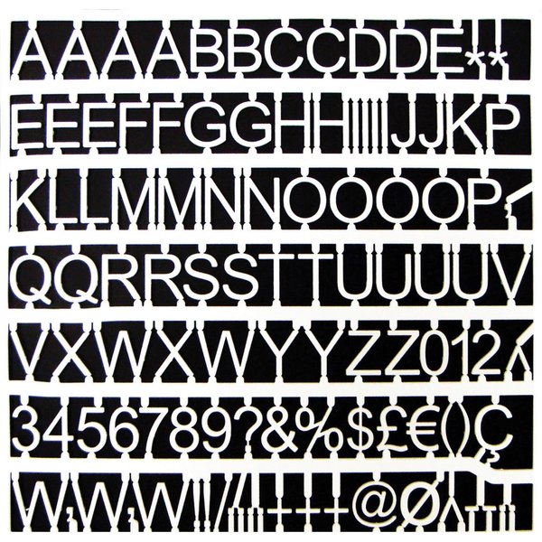 White Plastic Letters, Number/Symbol, 3/4