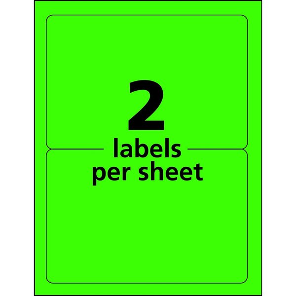 Neon Shipping Labels, Laser, 5-1/2