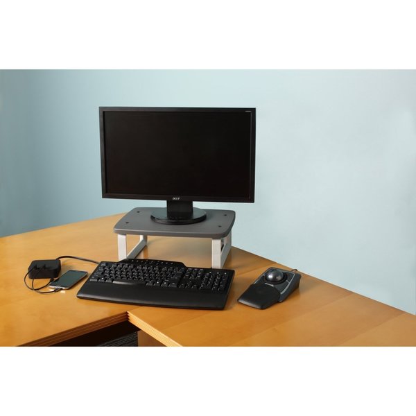Plastic Monitor Stand, 80 lb. Capacity, Black/Gray
