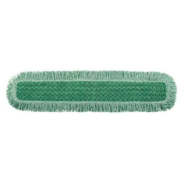 36 in L Dust Mop, Hook-and-Loop Connection, Fringe End, Green, Microfiber