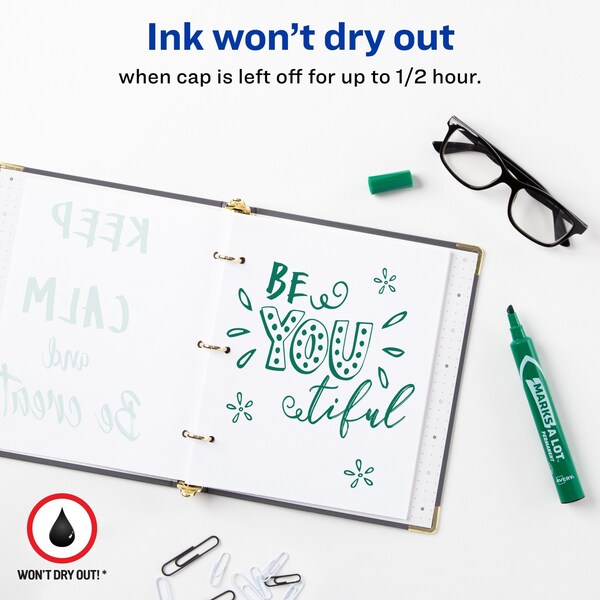 Large Desk-Style Permanent Marker, Chisel Tip, Green