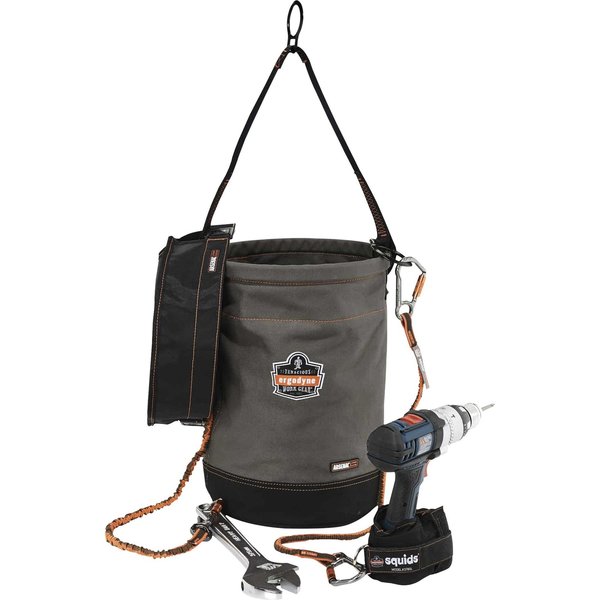 Bucket, Canvas, 1 Pockets, Gray, 17