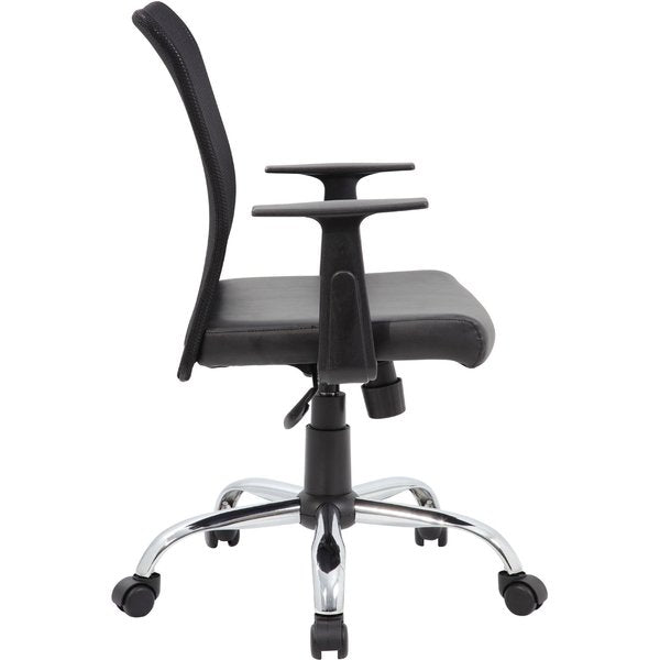 Mesh Task Chair, T-Arm, Black