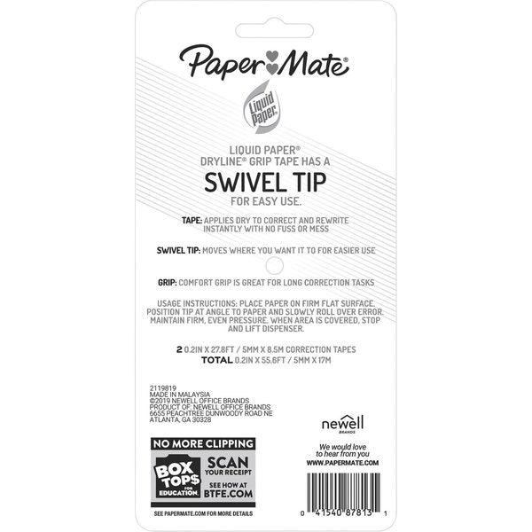 Correction Tape, White, PK2