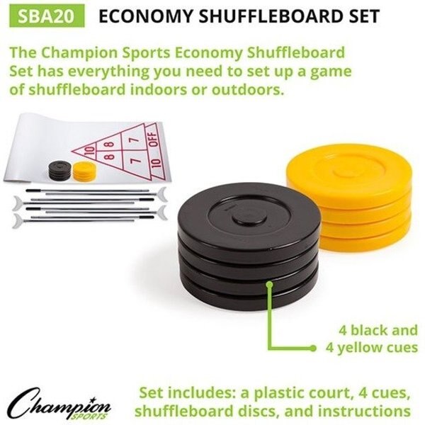 Economy Shuffleboard Set, Ct, Cues Discs