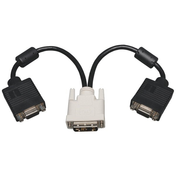 DVI VGA Adapter, DVI-I-M, 2x HD15-F, 1ft