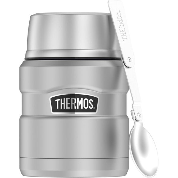 Stainless Steel Food Jar w/Folding Spoon, 16 oz., Matte Steel