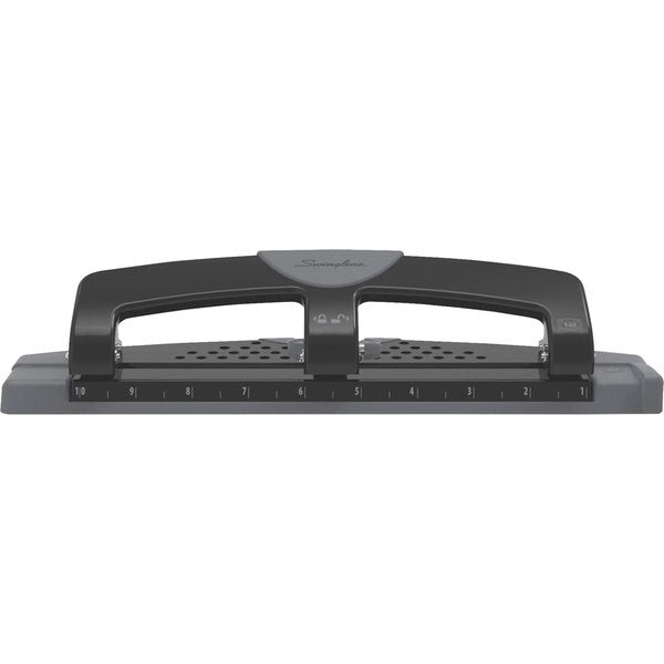 Three-Hole Paper Punch, 12 Sheets, Blk/Gry