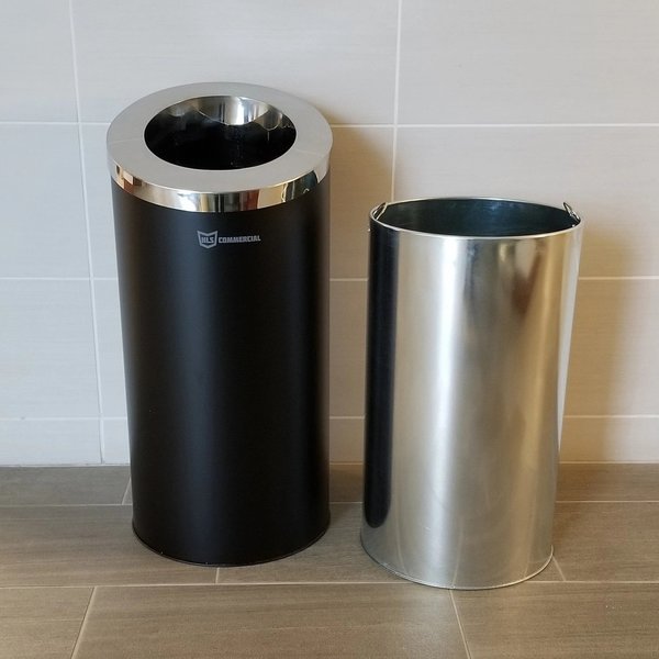 15 gal Round Trash Can, Silver, Stainless Steel