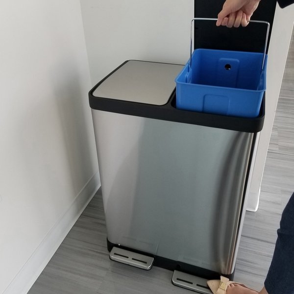 16 gal Trash Can, Silver, Stainless Steel