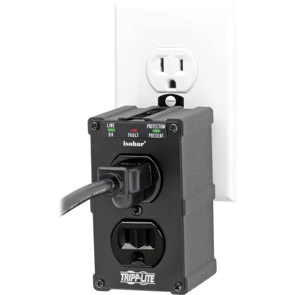 Surge Protector, 15A, 2 Outlet, Black