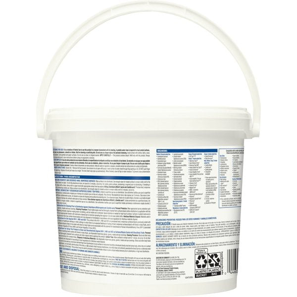 Germicidal Disinfecting Wipes, White, Bucket, Hard, Non Porous Surfaces, 2 PK, 110 Wipes, Bleach