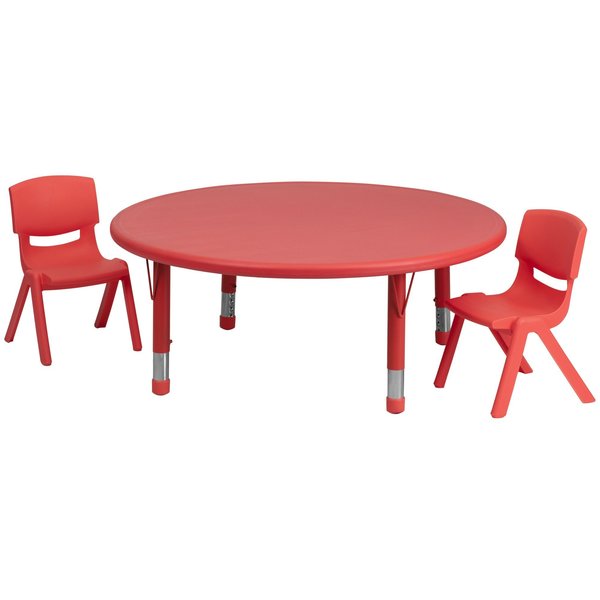 Round Activity Table, 45 X 45 X 23.75, Plastic, Steel Top, Red