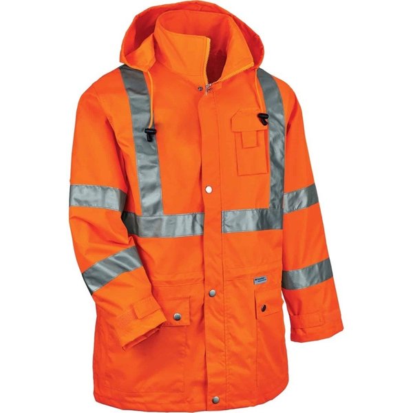 Large Insulated Hooded Jacket, Orange