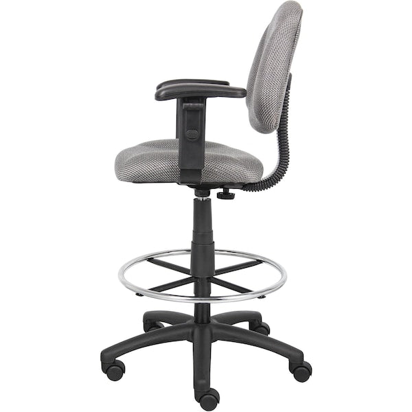 Drafting Stool (B315-Gy) W/Footring And Adjustable Arms