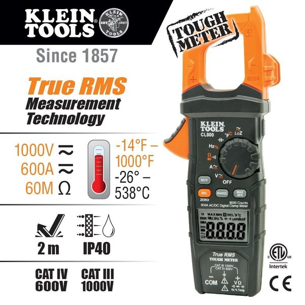 Digital Clamp Meter, AC Auto-Range TRMS, Low Impedance (LoZ), Auto Off