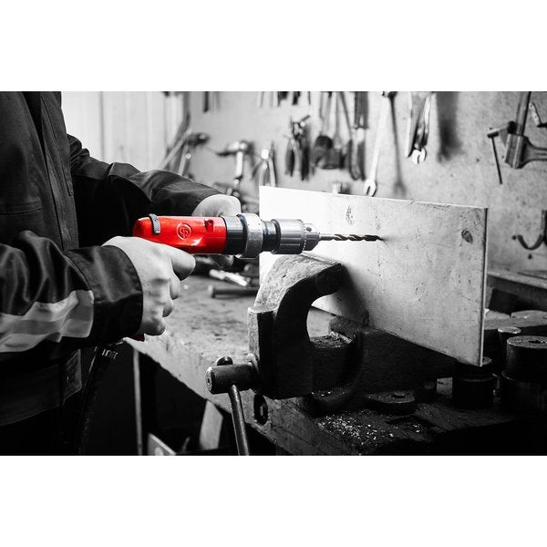 3/8 Inch Air Drill, Reversible, Keyed Chuck, 0.54 HP / 400 W, Torque 4.1 ft. lbf / 5.5 Nm - 2600 RPM