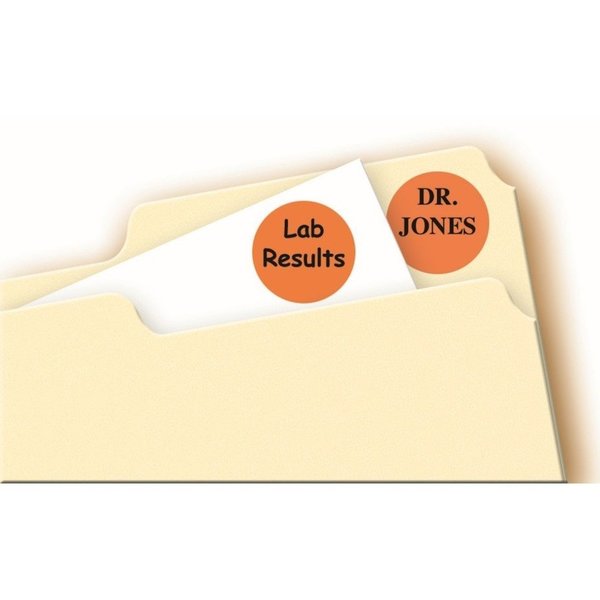 AveryÂ® Orange Removable Print or Write Color Coding Labels for Laser and Inkjet Printers 5465, 3/4