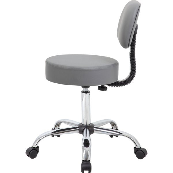 Grey Caressoft Medical Stool W/ Back Cushion