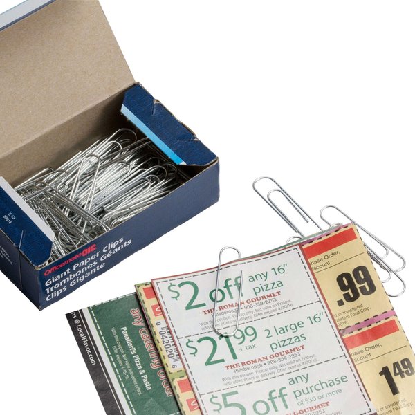 Paper Clips, Large, Silver, Steel, PK1000