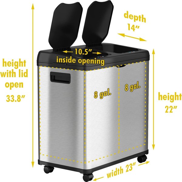 Recycling Bin, Satin Black/Satin Alum, Stainless Steel