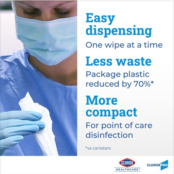 Disinfecting Wipes, White, Bucket, Healthcare Surfaces, 185 Wipes, 11 in x 12 in, Cherry Almond