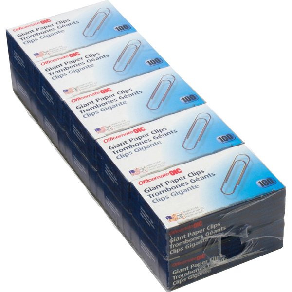 Paper Clips, Large, Silver, Steel, PK1000