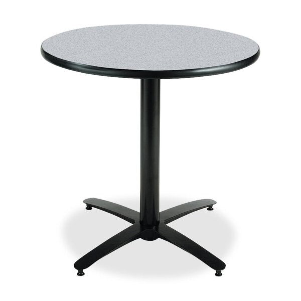 Round KFI 30in Grey Nebula Round Breakroom Table with Arched X Base, 29 W, 30 L, 29 H