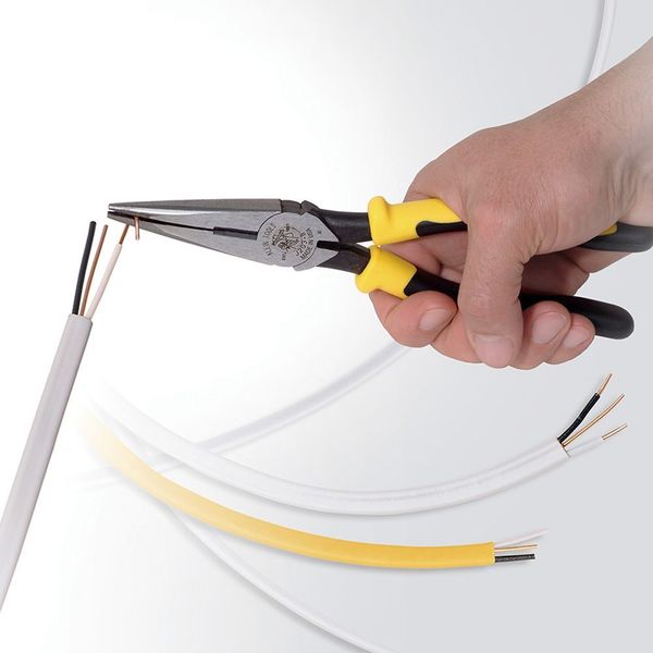 8 9/16 in J203 Needle Nose Plier, Side Cutter Plastic Dipped Handle