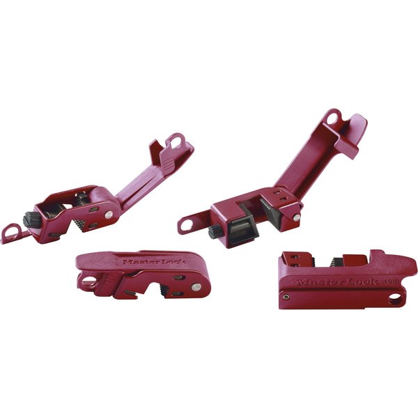 Circuit Breaker Lockout Combo Pack, Clamp-On, For 120/277V AC Volt, Steel, Red