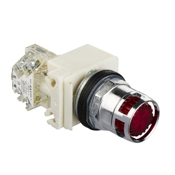 Red illuminated pushbutton 0 30-flush
