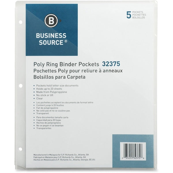 Pocket, Binder, Poly, Clr, PK5