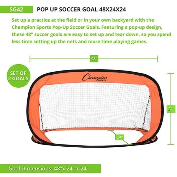 Sports Soccer Pop-Up Goal, 48x24x24