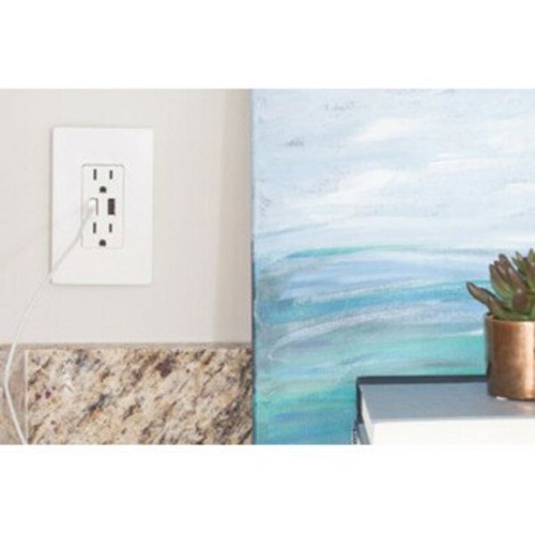 Rocker Wall Plate, Number of Gangs: 1 Plastic, Smooth Finish, White