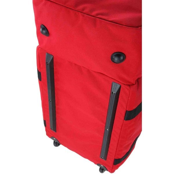 Wheeled Gear Bag, 1000D Nylon, Double Coated, Red, 16 in Height