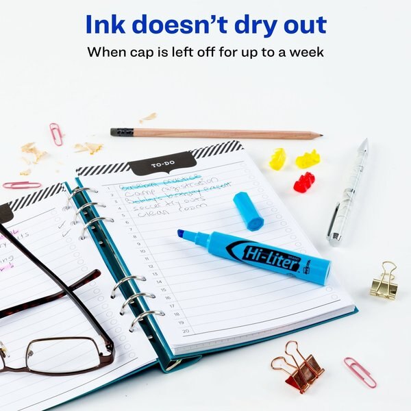 Desk-Style Highlighter, Chisel Tip, Fluorescent Blue, Smear Safe, Nontoxic