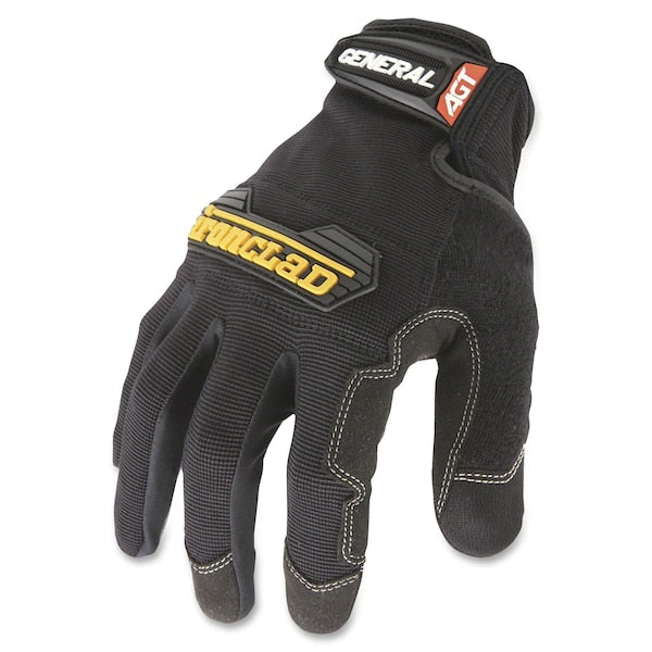 Mechanics Gloves, L, Black, Single Layer Seamless with Sewn Duraclad(TM) Patches
