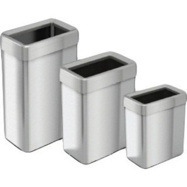 16 gal Rectangular Trash Can, Silver, Stainless Steel